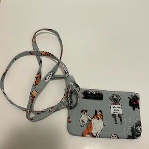 Vera Bradley Zip ID Case and Lanyard in Dog Show. NWT!